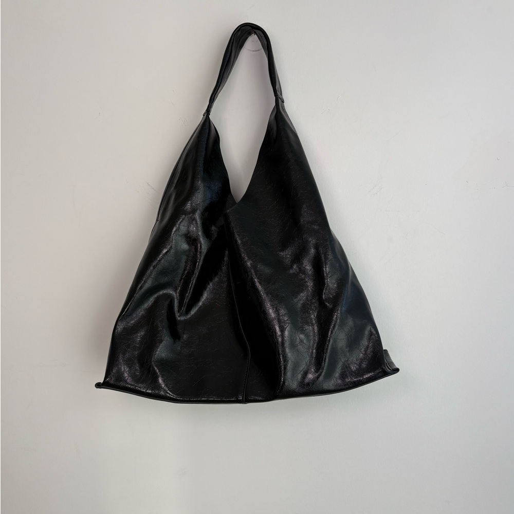 Chic Black Leather Hobo Bag